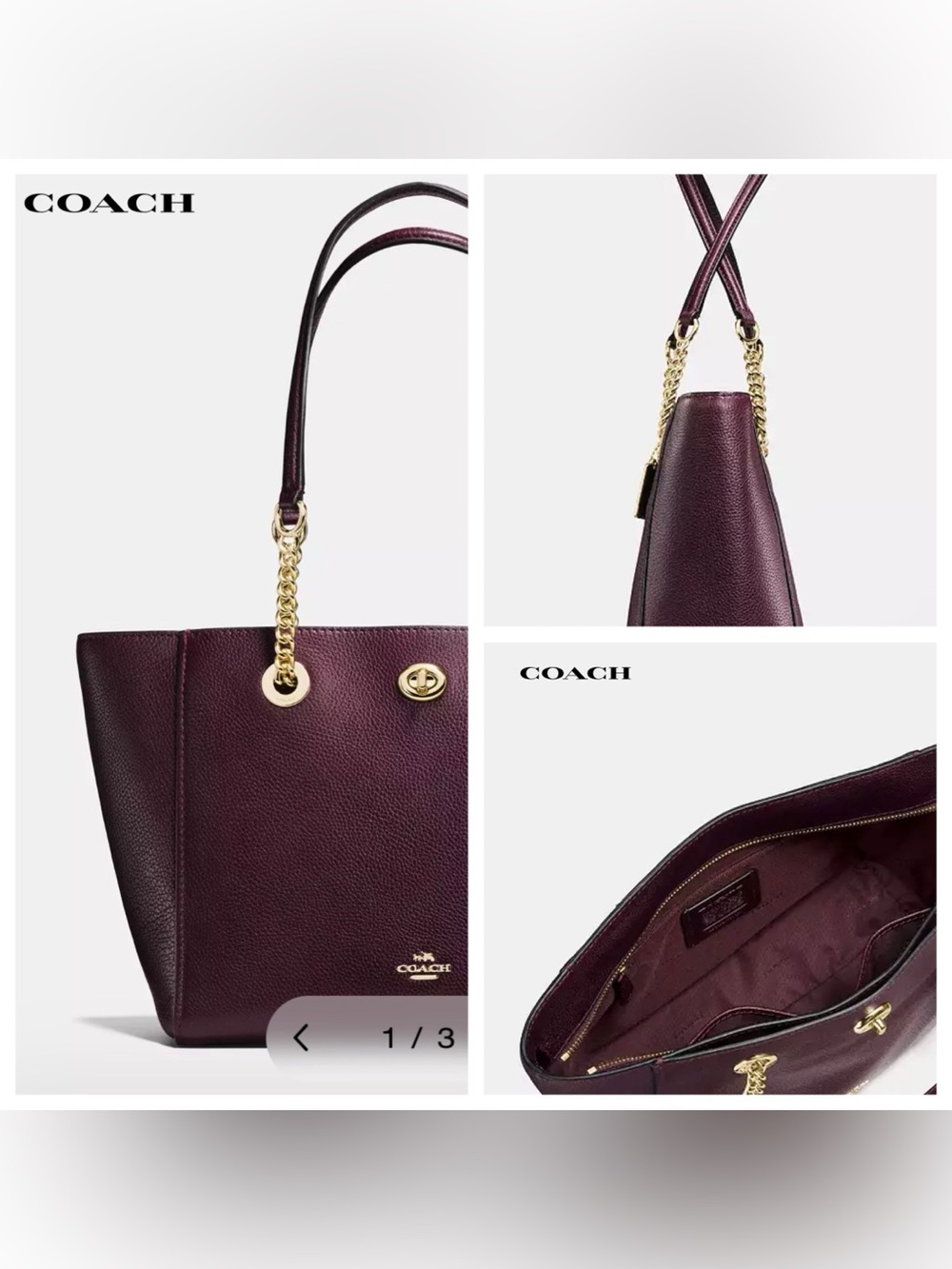 Coach Turnlock Chain Tote
